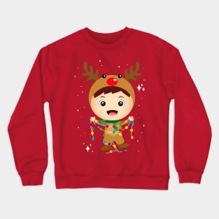 Boy in a deer dress. merry christmas! Crewneck Sweatshirt